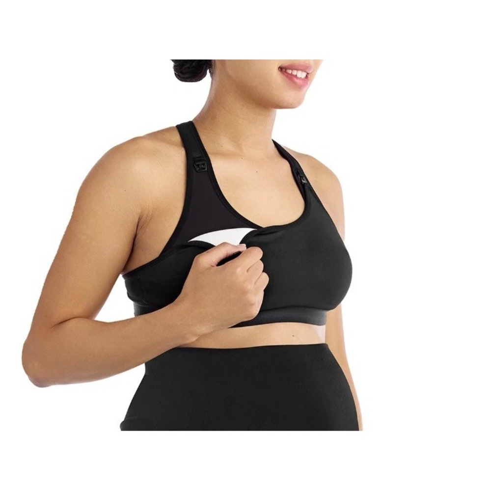Time‎ and Tru Maternity Nursing Sports Bra Black Medium 8-10 Low Impact Seamless